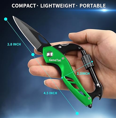 Miniatura 2 de Mosquetón multiherramienta con cuchillo de bolsillo, abrebotellas, rompevanas, destornilladores, equipo de supervivencia táctico EDC para acampar