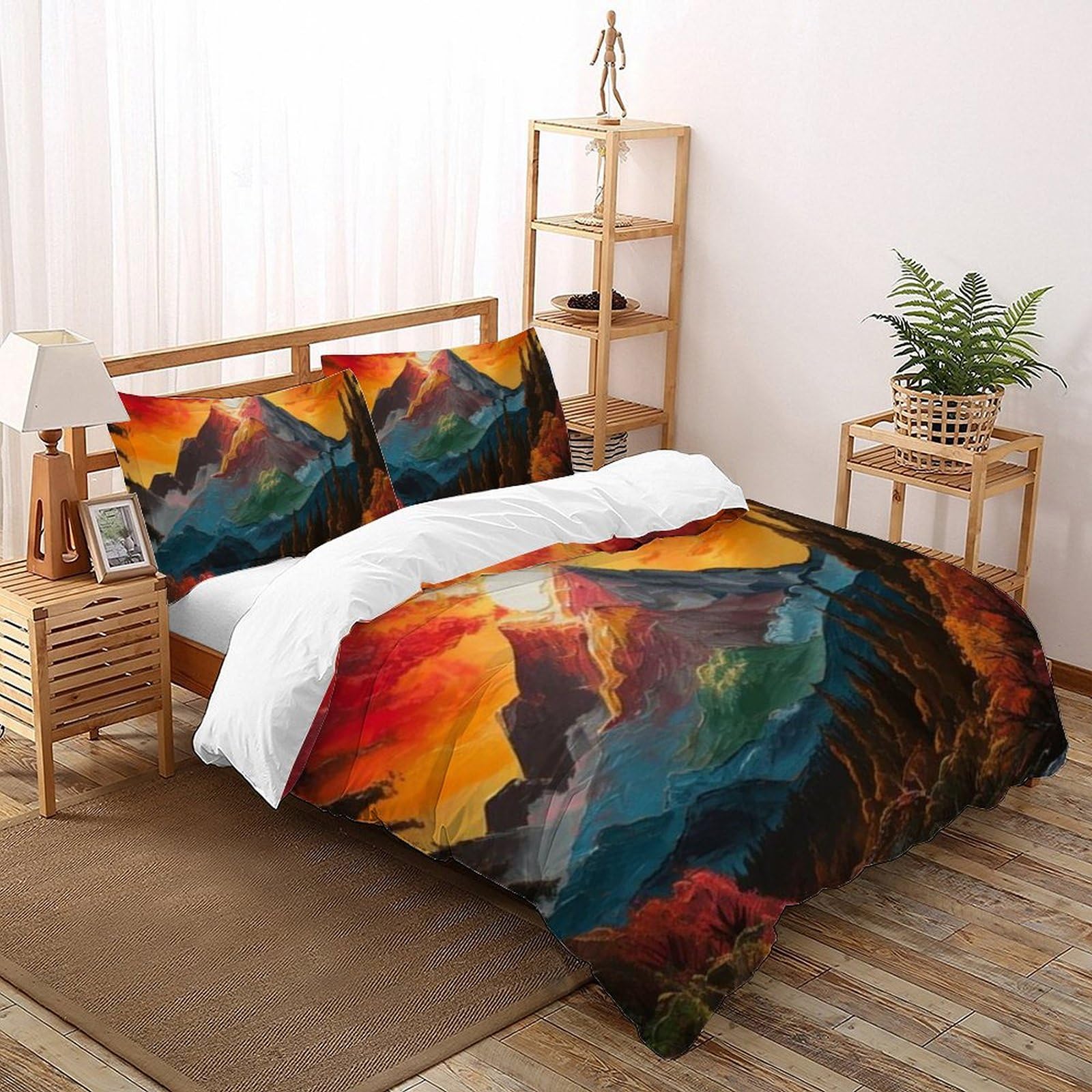 Parure de couette imprimé 3D paysage pour chambre d'enfant