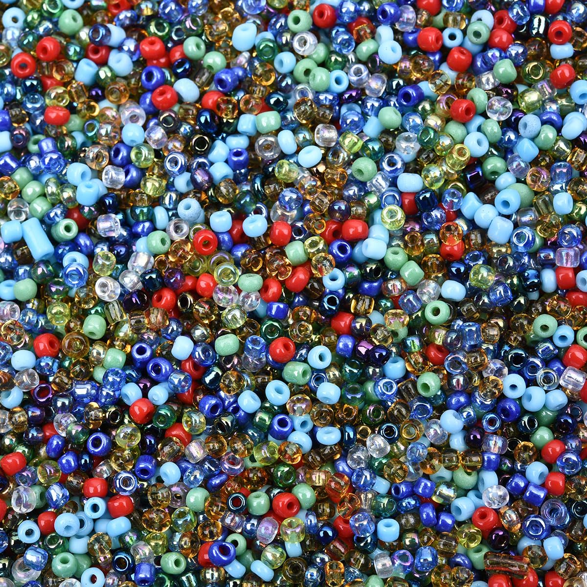 Lot de 3 800 petites perles rondes en verre multicolores pour la fabrication de bijoux - 11/0 2 mm