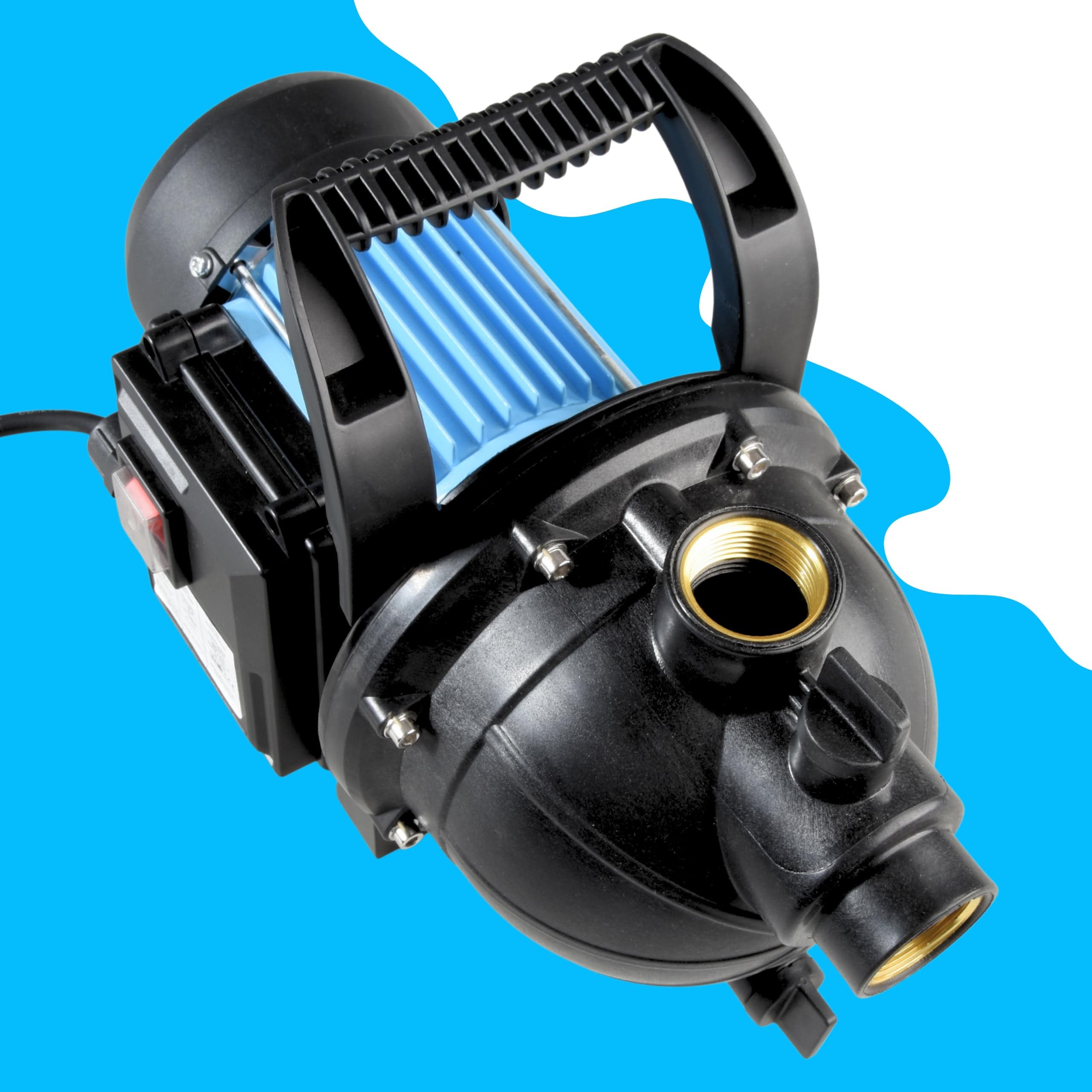 Gartenpumpe HANDY 3600 (1000 W, 3600 l/h, 48 m Förderhöhe) - selbstansaugende Wasserpumpe mit Tragegriff - Wassereinfüllschraube, Wasserablassschraube - Hauswasserwerk, Teichpumpe, Gartenbewässerung