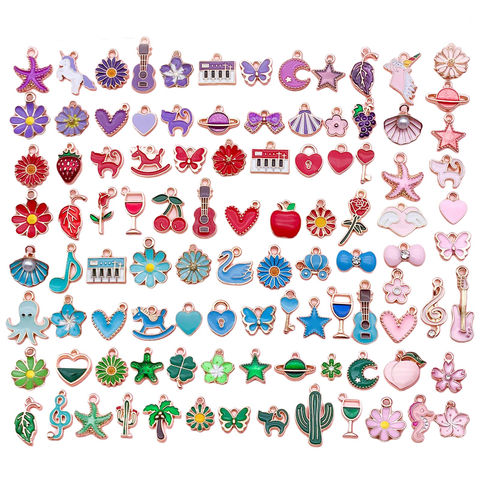 InteDesign 100PCS Bracelet Charms for Jewellery Making Supplies, Enamel Paint Metal Charms for DIY Necklace Bracelet Earrings Jewellery Keyring Making Accessories (A-100) — image 1