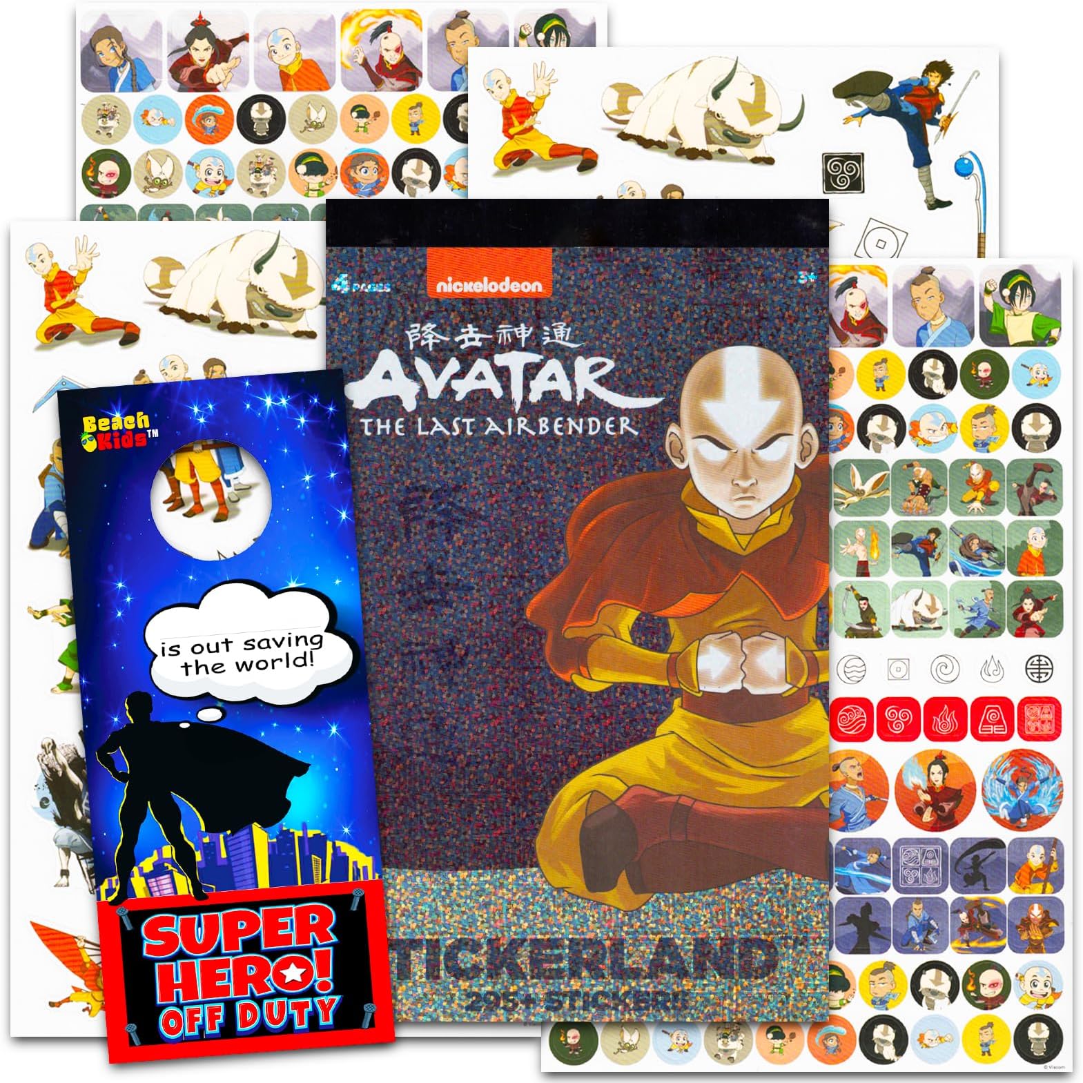Avatar The Last Airbender Stickers Set - Bundle with 200+ Avatar Stickers for Kids Featuring Aang, Appa, Momo, Katara, Zuko, More | Avatar Party Supplies for Boys, Girls