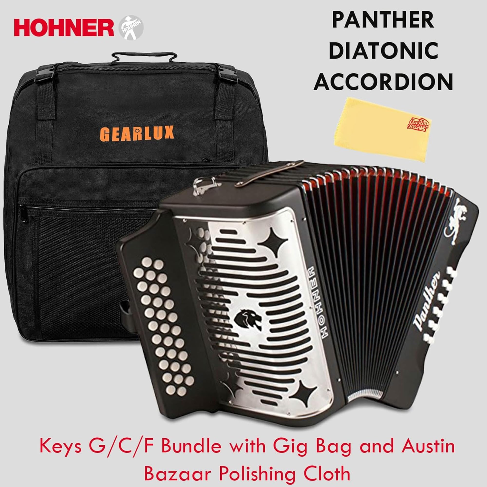 Amazon.com: Hohner Panther Diatonic Accordion - Keys G/C/F Bundle