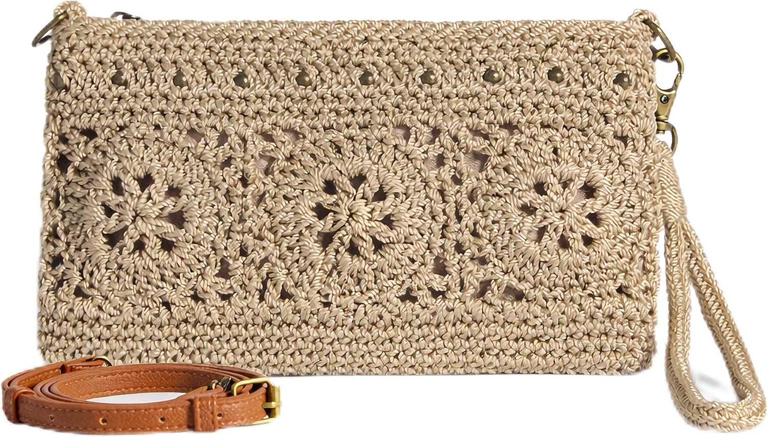 Eiyye Wristlet Wallet Clutch Purse for Women Handmade Crossbody Shoulder Bag Multi-Functional Small Wristlet Purse Phone Bag