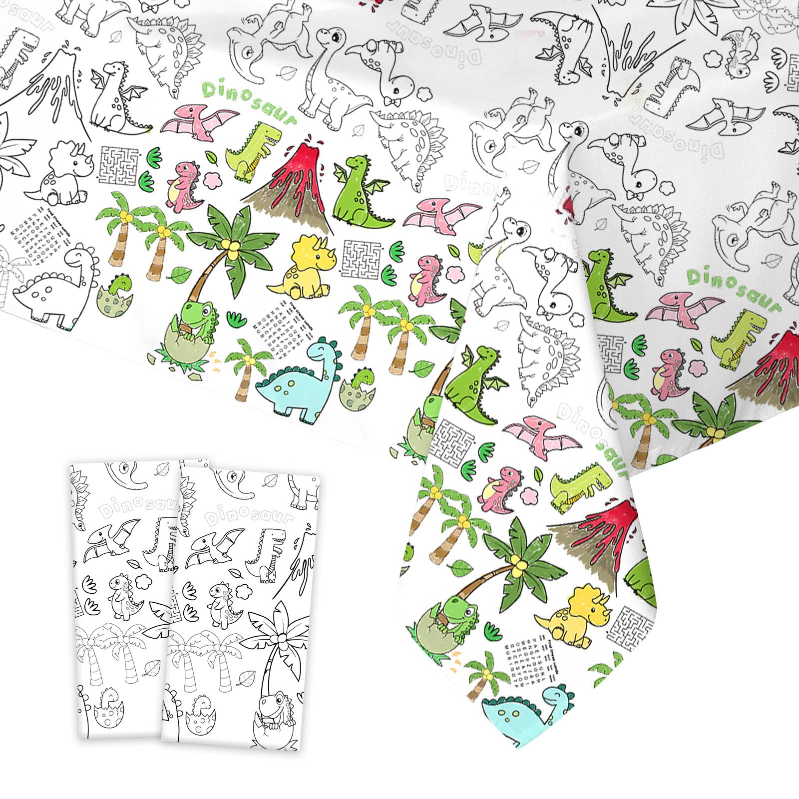 Amazon.com: Avezano 2 Pack Dinosaur Coloring Tablecloth for Kids Giant ...