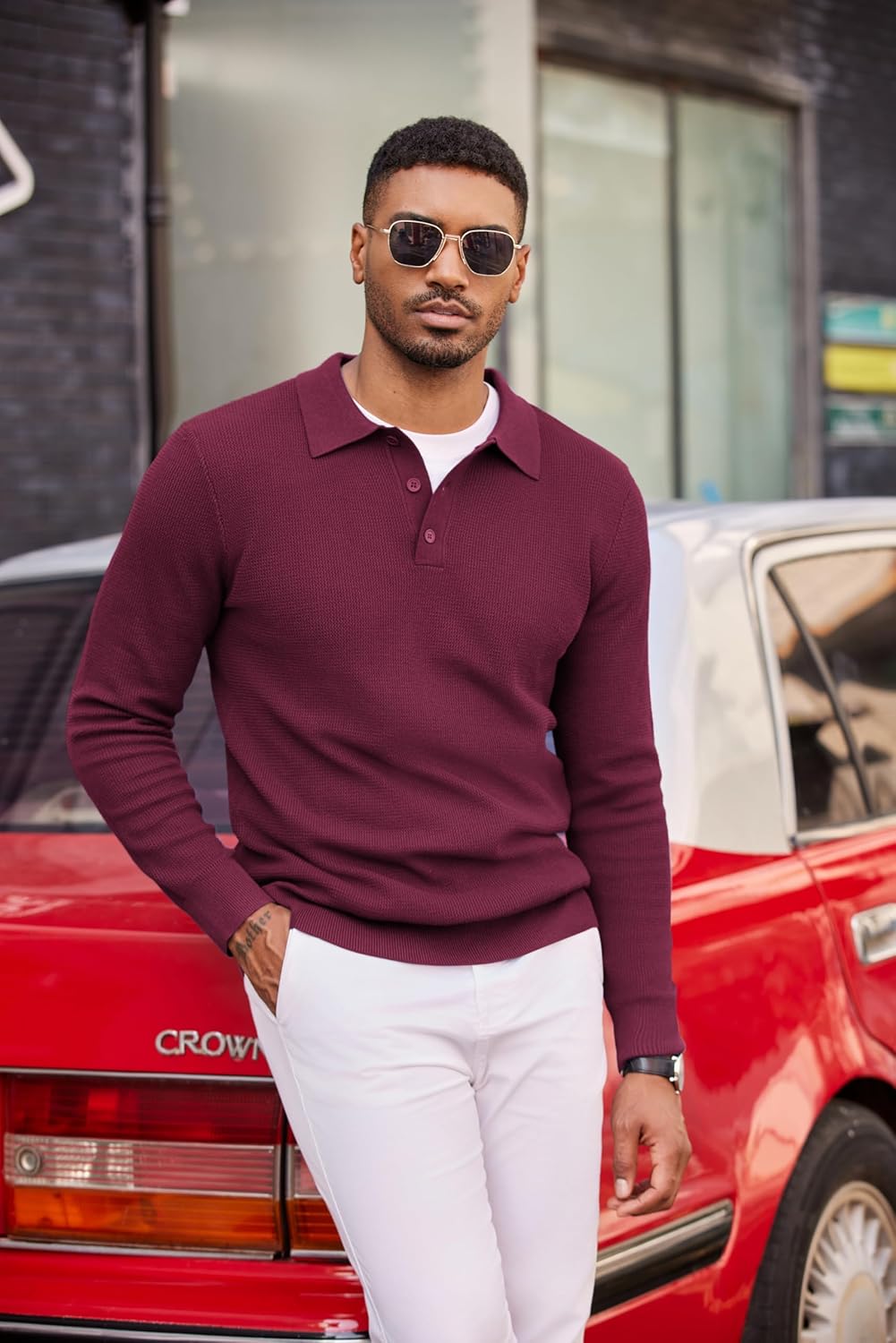 COOFANDY Men's Knit Polo Long Sleeve Sweaters Collared Polo Sweater Casual Dress Pullover Fashion Golf Sweaters - Image 3