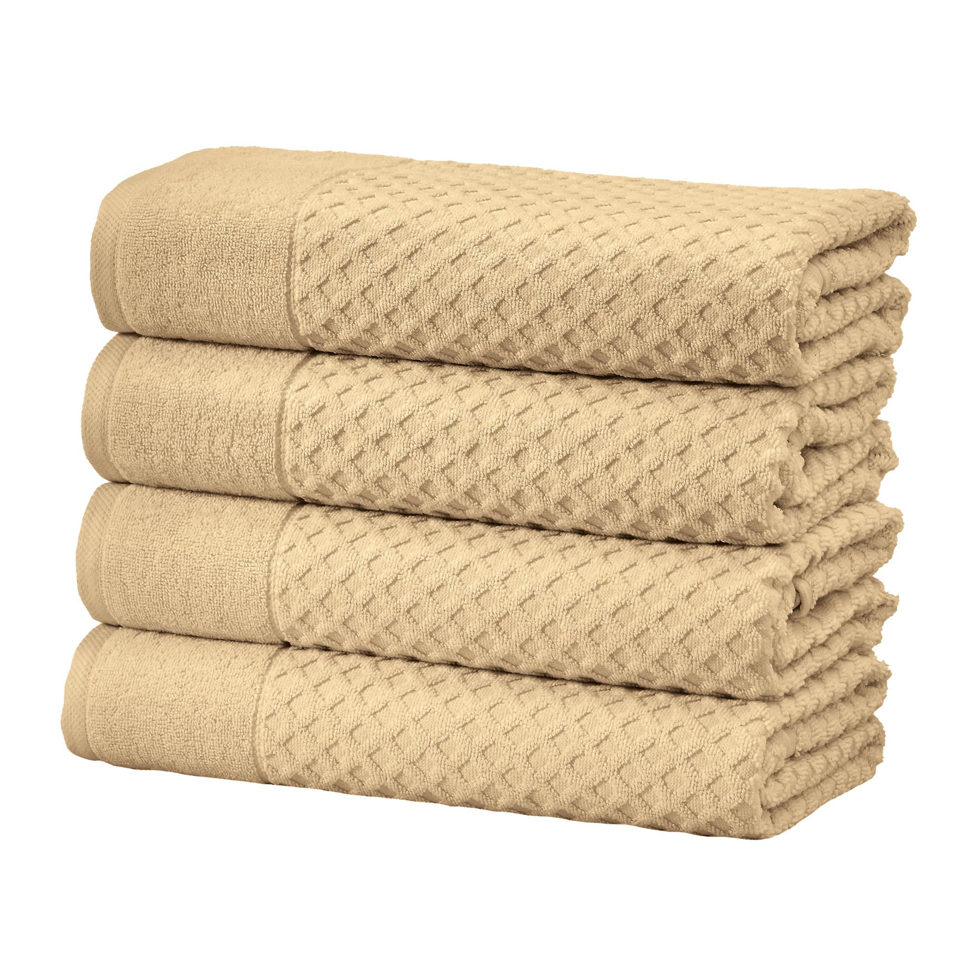 Great Bay Home Bath Towels - 100% Cotton 4 Pack 54x27 Bath Towel Set - Absorbent, Durable, Quick-Dry Towels for Bathroom (Oatmeal)