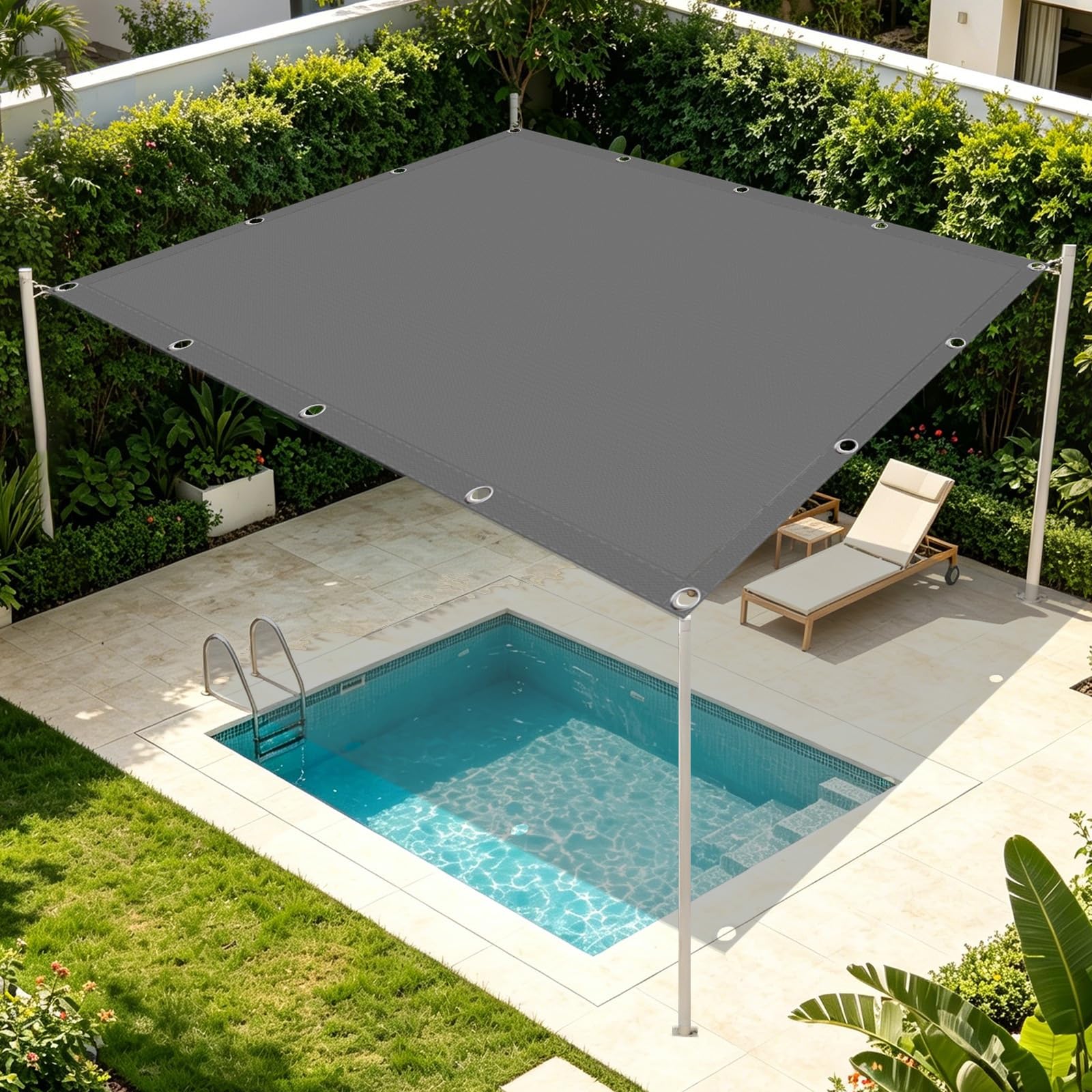 Voile d'ombrage carré 180x180 cm gris clair résistant à l'eau