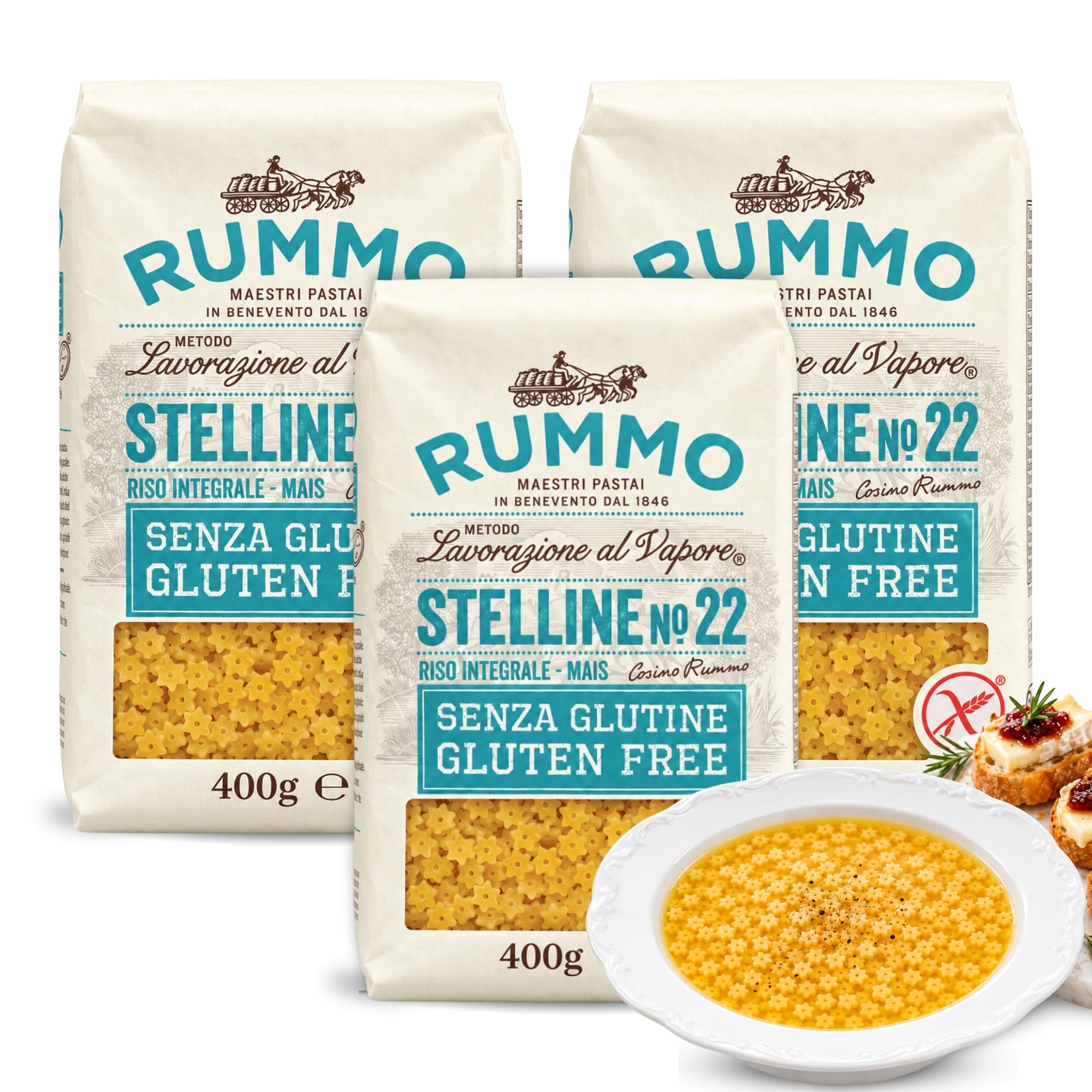 Stelline Rummo Nº22 Sin Gluten 400 g | Pasta de Estrellas para Sopas - imagen 1