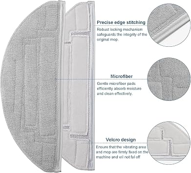Roborock S8 / S8 Plus / S8 Pro Compatible Replacement Mop Pad Microfiber 6 Pieces