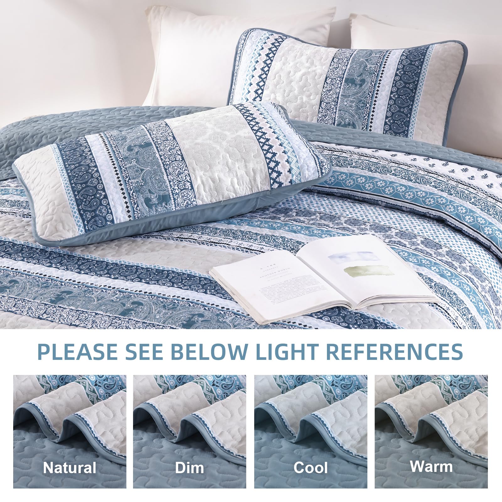 WONGS BEDDING Set con copripiumino bohémien, 3 pezzi, leggero, estivo, per tutte le stagioni (243,8 x 228,6 cm)