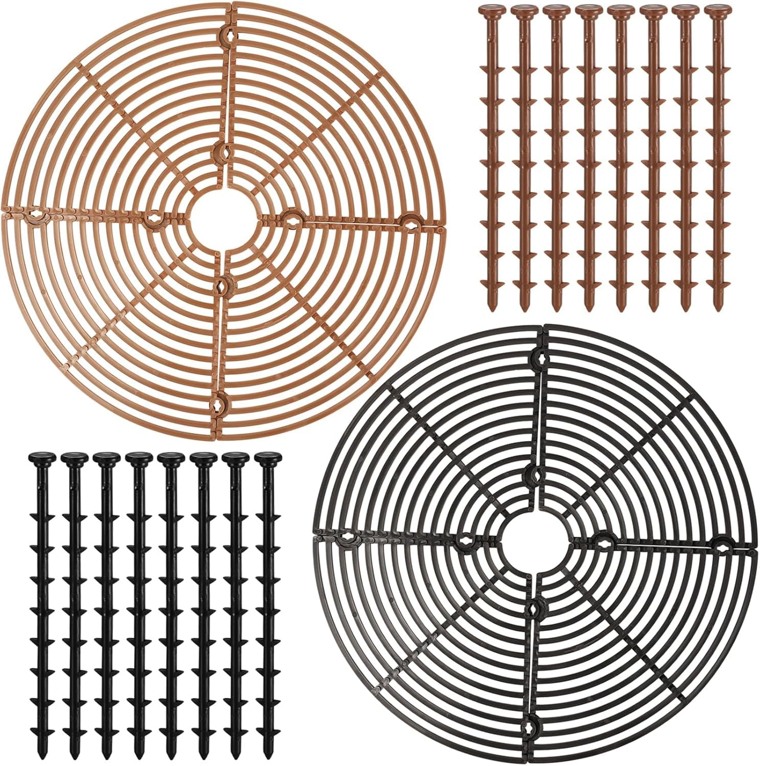 wangshan Plant Pot Soil Cover Grid 30cm, Black and Brown, 2 Pack