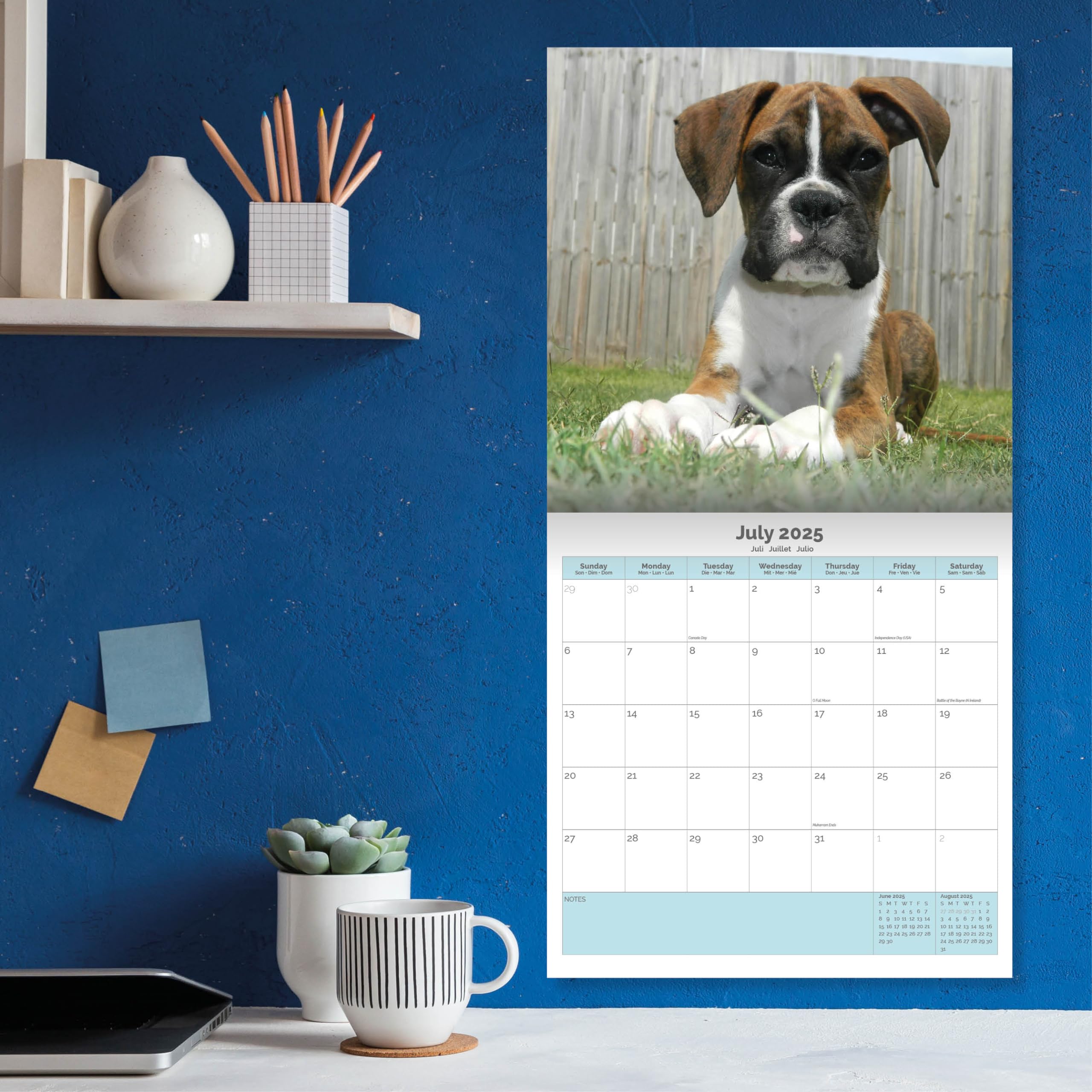 Baker and Bray Boxer Dog Puppies Calendar 2026, Large Square Wall Calendar With Organisational Stickers, 16 Month - Image 4
