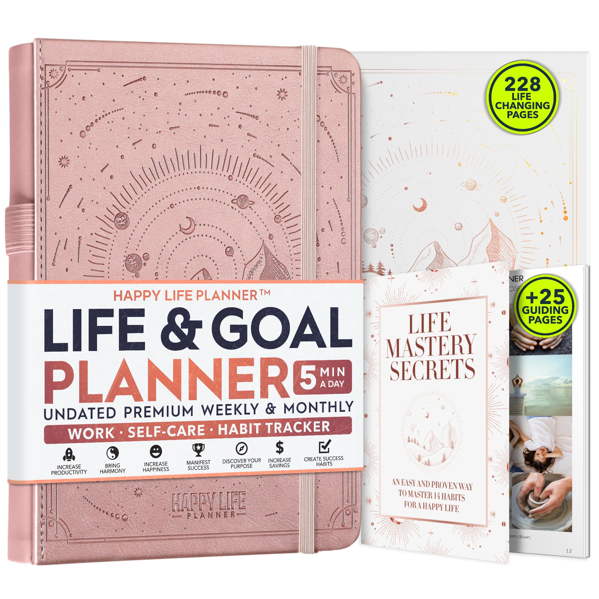 Life Planner - A 12 Month Journey to Crush Your Goals, Increase Productivity, Passion, Success & Happiness - Weekly & Monthly Life Planner,