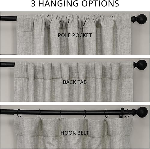 Miniatura 5 de HPD Half Price Drapes - Cortinas de lino sintético texturizado para oscurecer la habitación, dormitorio, sala de estar, 1 panel de 50 pulg de ancho