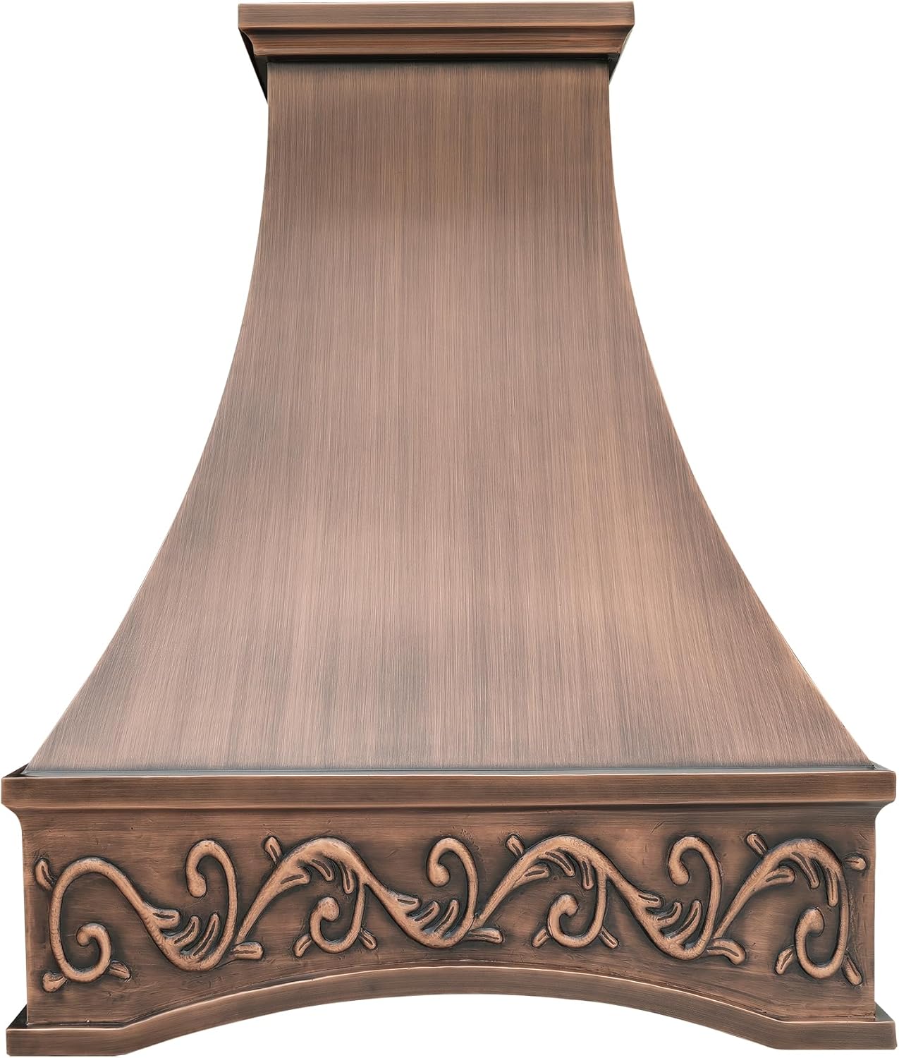 CT Copper Tailor Copper Vent Hood Island Mount,30.5'' W,36''H, 600 CFM Exhaust Fan,Stainless Steel Vent,LED Light,Dishwasher-Safe Baffle Filters,Smooth Texture-Medium Patina,VH26-7A1