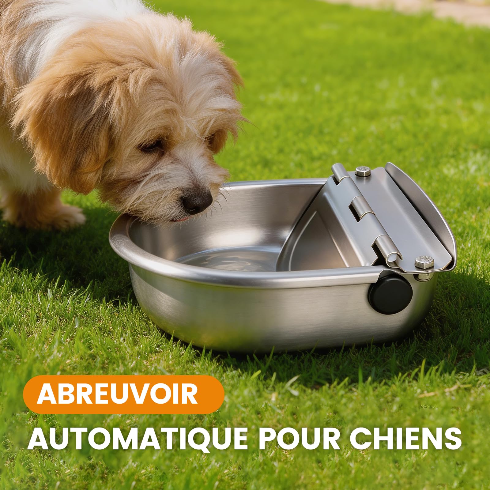 Abreuvoir Automatique en Acier Inoxydable pour Chiens et Bétail, 2 Vannes à Flotteur Réglables avec Bouchon de Vidange, Abreuvoir Élevage pour Chevaux, Chèvres, Moutons, Bovins