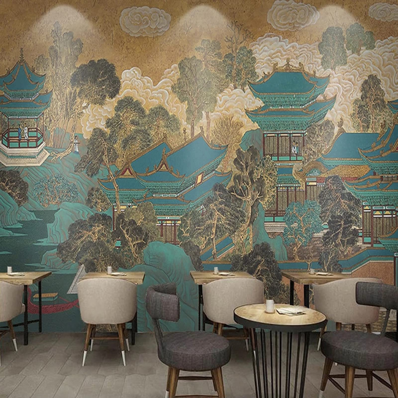 Fresque chinoise haut de gamme imitation peinture main papier peint grand format