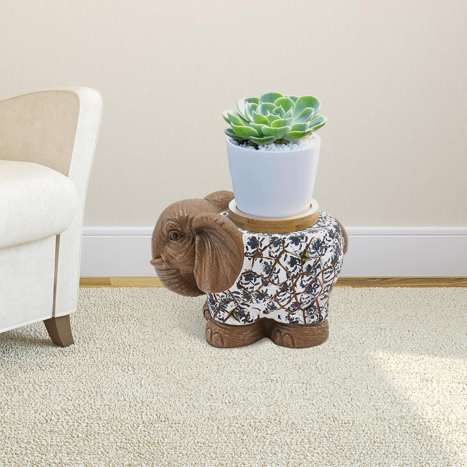 Garden Stool, 1Pcs Decorative Garden Stool, Elephant Garden Stool, Side Table, Plant Stand, Ceramic Indoor Outdoor Garden Stool, for Living Room, Bathroom, Garden, Homes, Parks, School, Patio