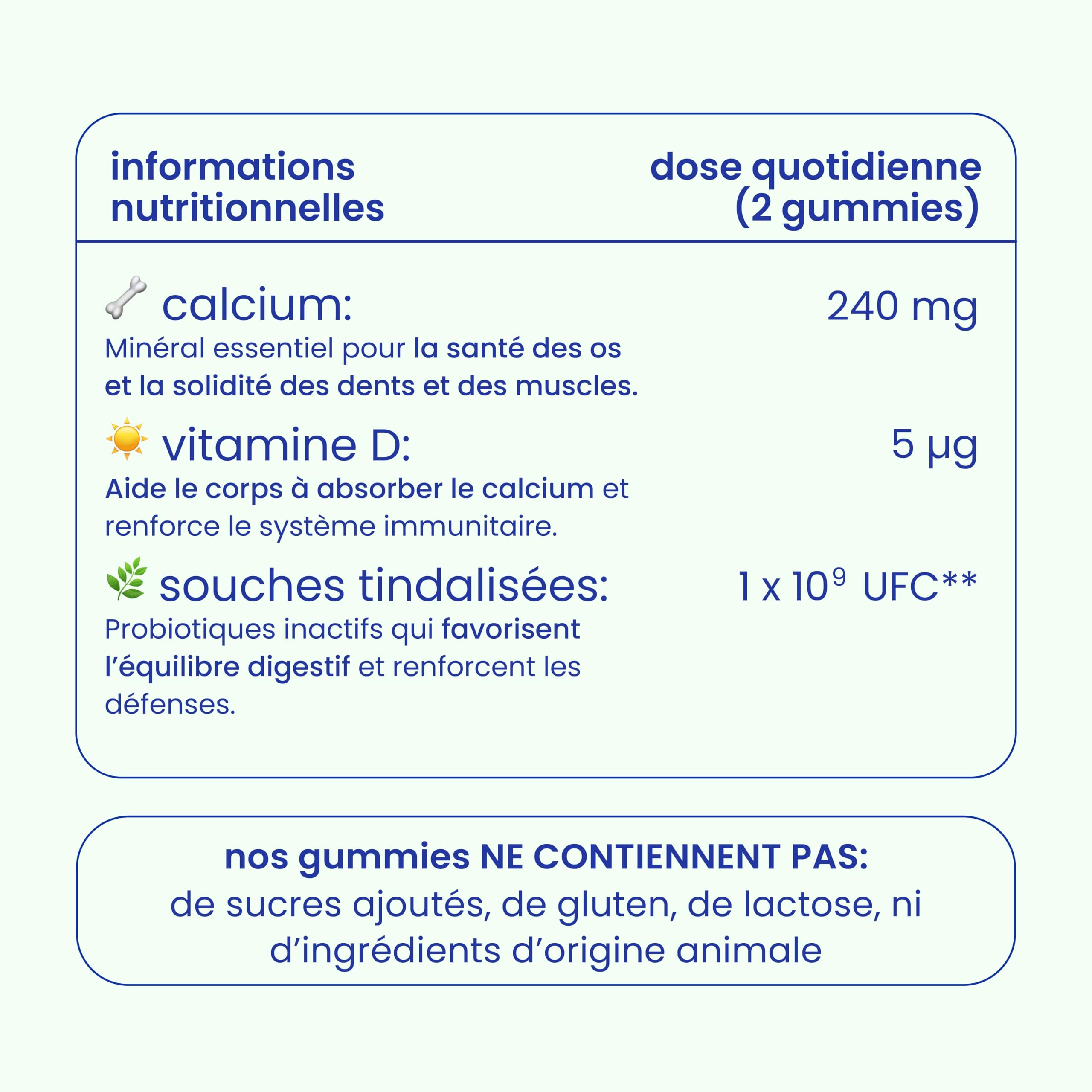 Jelly Pills Gummies calcium avec vitamine D3, K2 et probiotiques - 70 gummies véganes - sans sucres ajoutés - goût fraise - os, dents & digestion