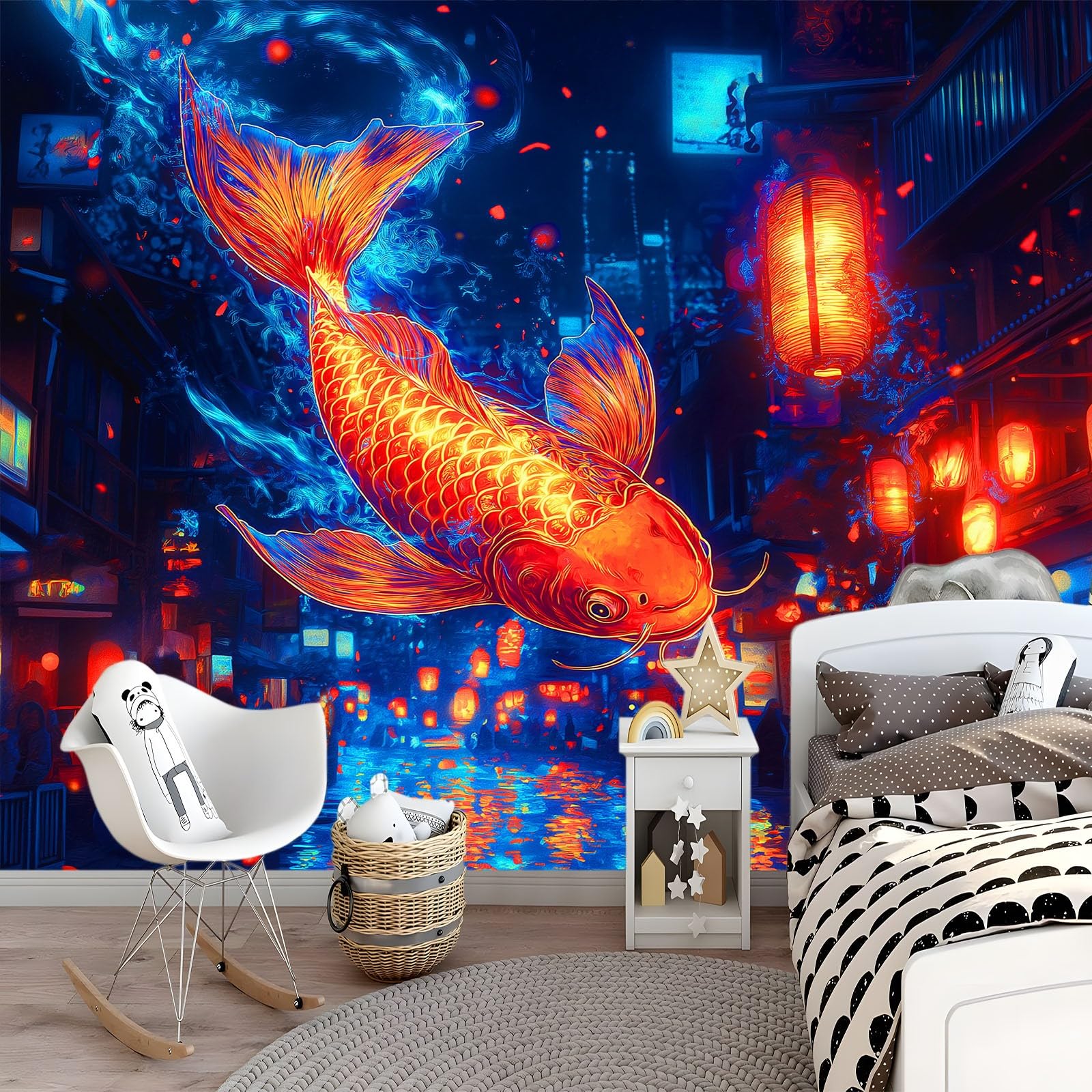 Tapeta mural do salonu miasto scena nocna karp 300 x 210 cm plakat fototapeta fototapeta z włókniny, nowoczesna sypialnia pokój dziecięcy tło dekoracja telewizora