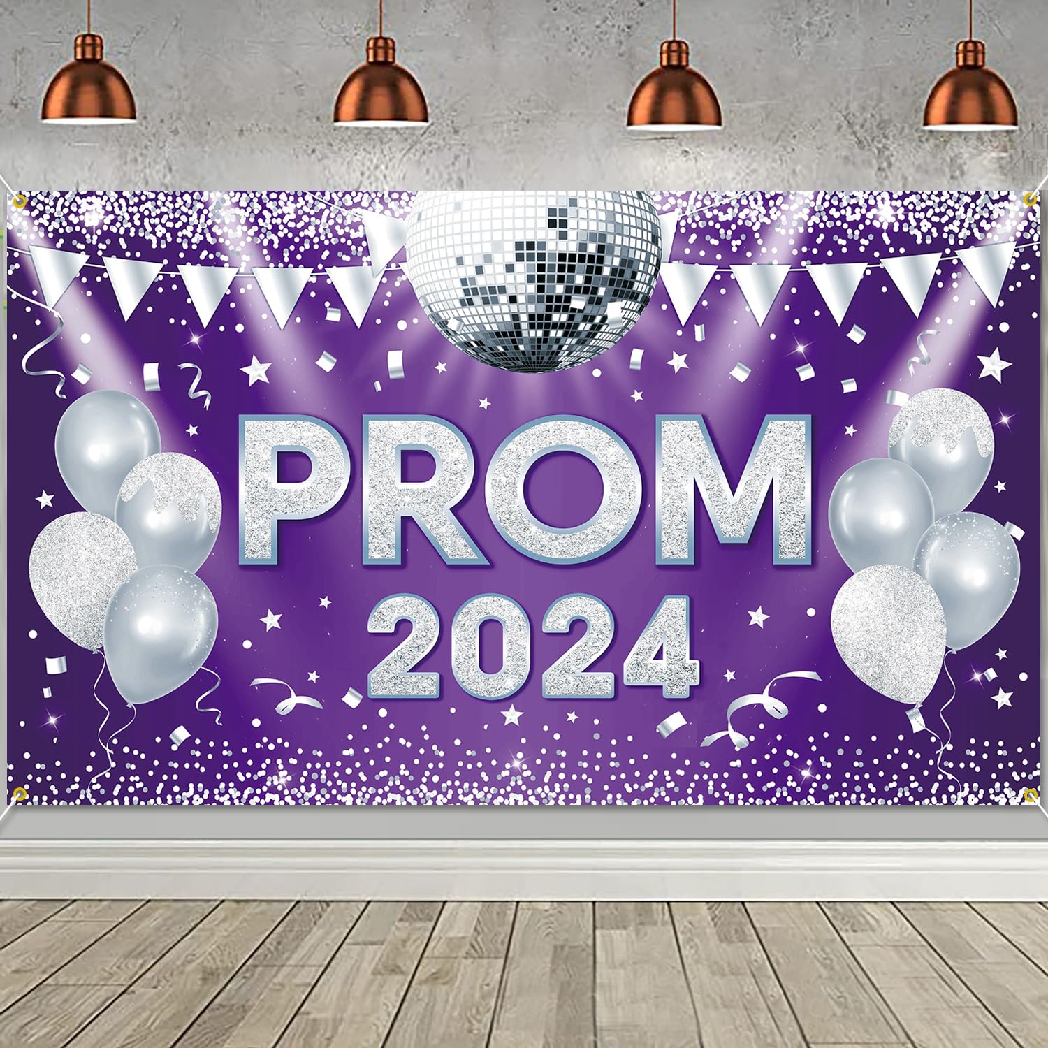 Photo 1 of Prom 2024 Backdrop Banner 73 x 43 Inch Graduation Prom Decorations Background Banner 2024 Decorations Decor for Graduation Prom Party Decorations