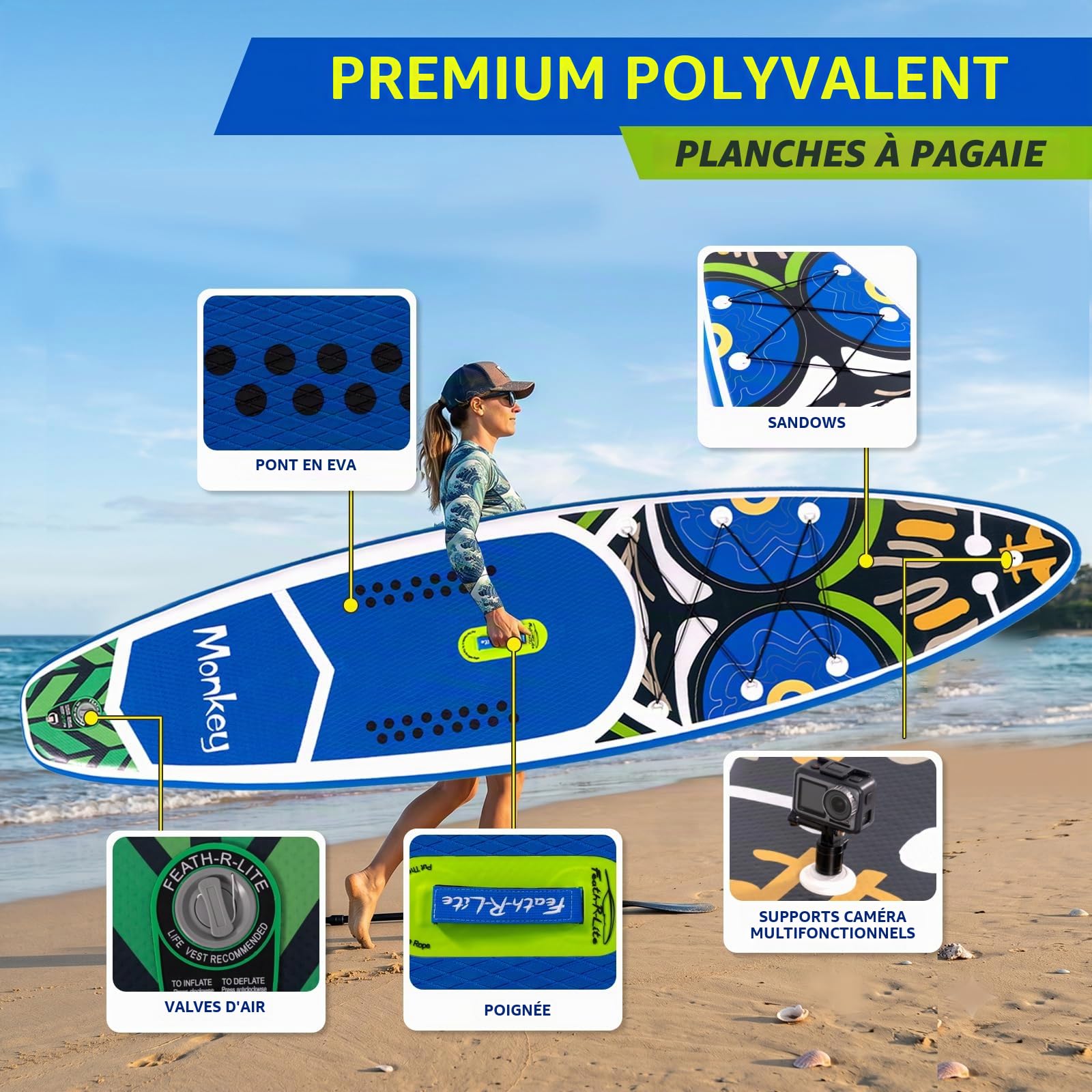 FunWater Ultra-Light Inflatable Stand Up Paddle Board with SUP, 3