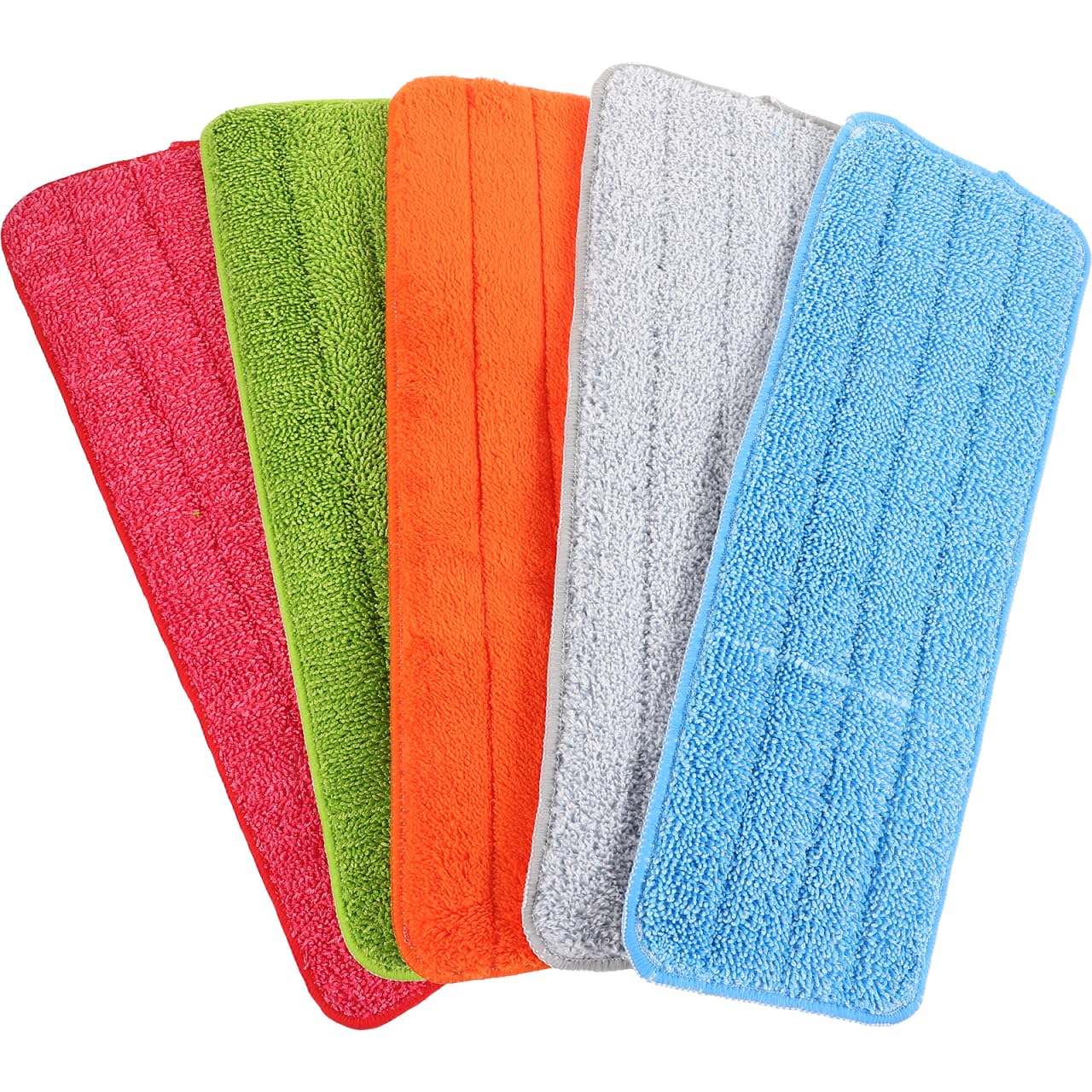 Lurrose モップ替えクロス マイクロファイバー 5枚セット 水洗 再利用可能 拭き取り力 広葉樹・タイル・石床対応 多用途クリーニングパッド