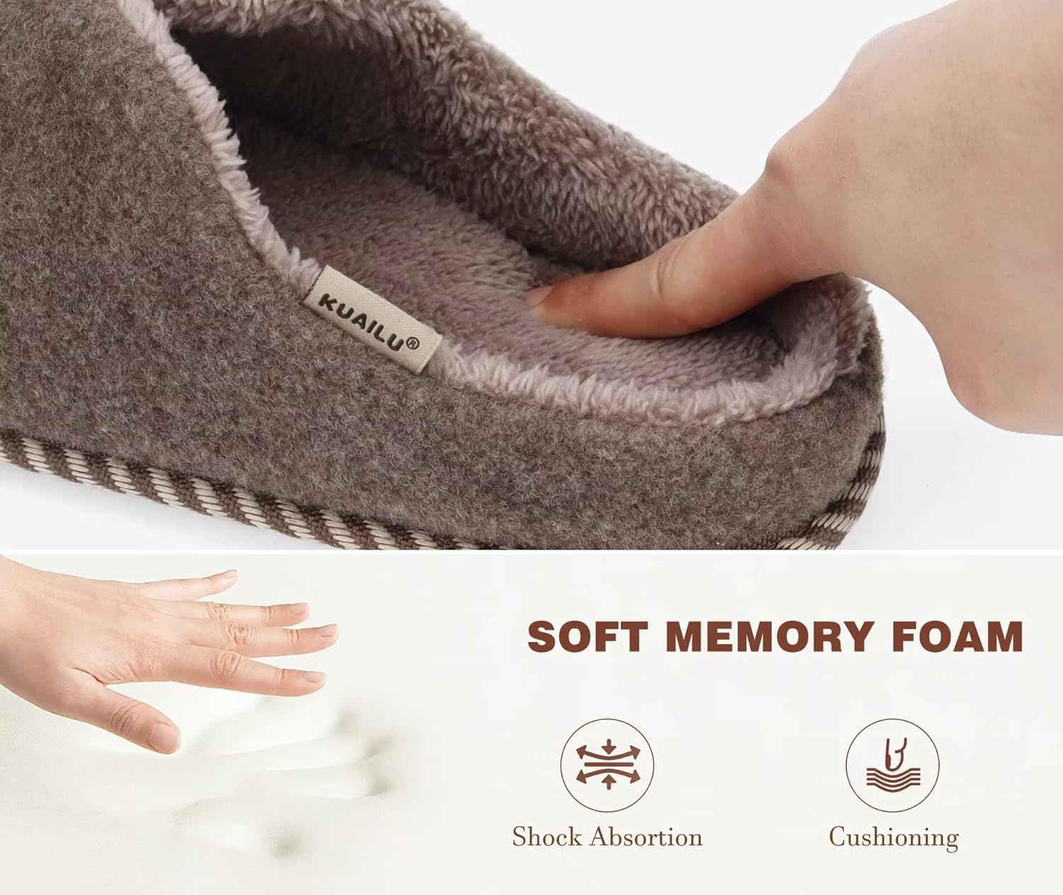 KuaiLu Womens Supportive Memory Foam Slippers Felt Fuzzy Lined Heel Cushion Lightweight House Shoes for Indoor Outdoor - Image 4