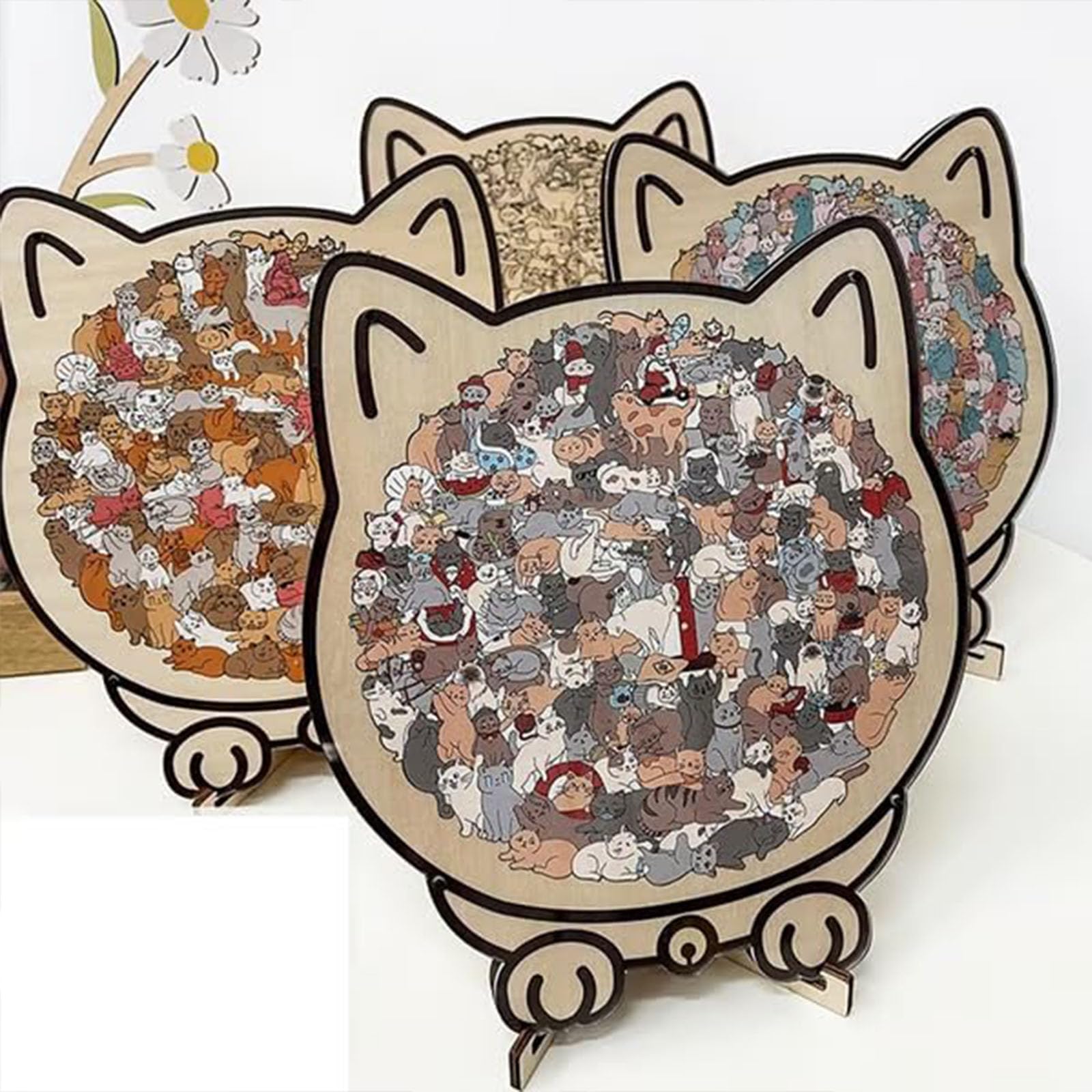 135-teiliges Holzpuzzle In Katzenform In Morandi-Fa Produktbild-Vorschau 7