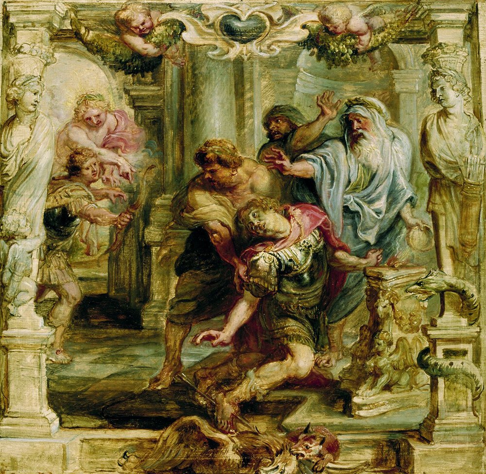 Plus de reflets sur vos tableaux avec Peter Paul Rubens Falling from The Altar mat