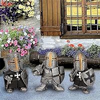 Vista 8 de Estatua de caballero de jardín, figuras de caballero de jardín, gnomos, decoraciones medievales, templarios, cruzados, guardia, armadura