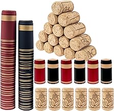 KisSealed 200 Pack Wine Bottle Corks and PVC Heat Shrink Capsules Set,100 PCS 2 Colors Seals and 100 PCS Natural Wine Corks for Wine Bottles,Size 8 Straight Cork Stopper