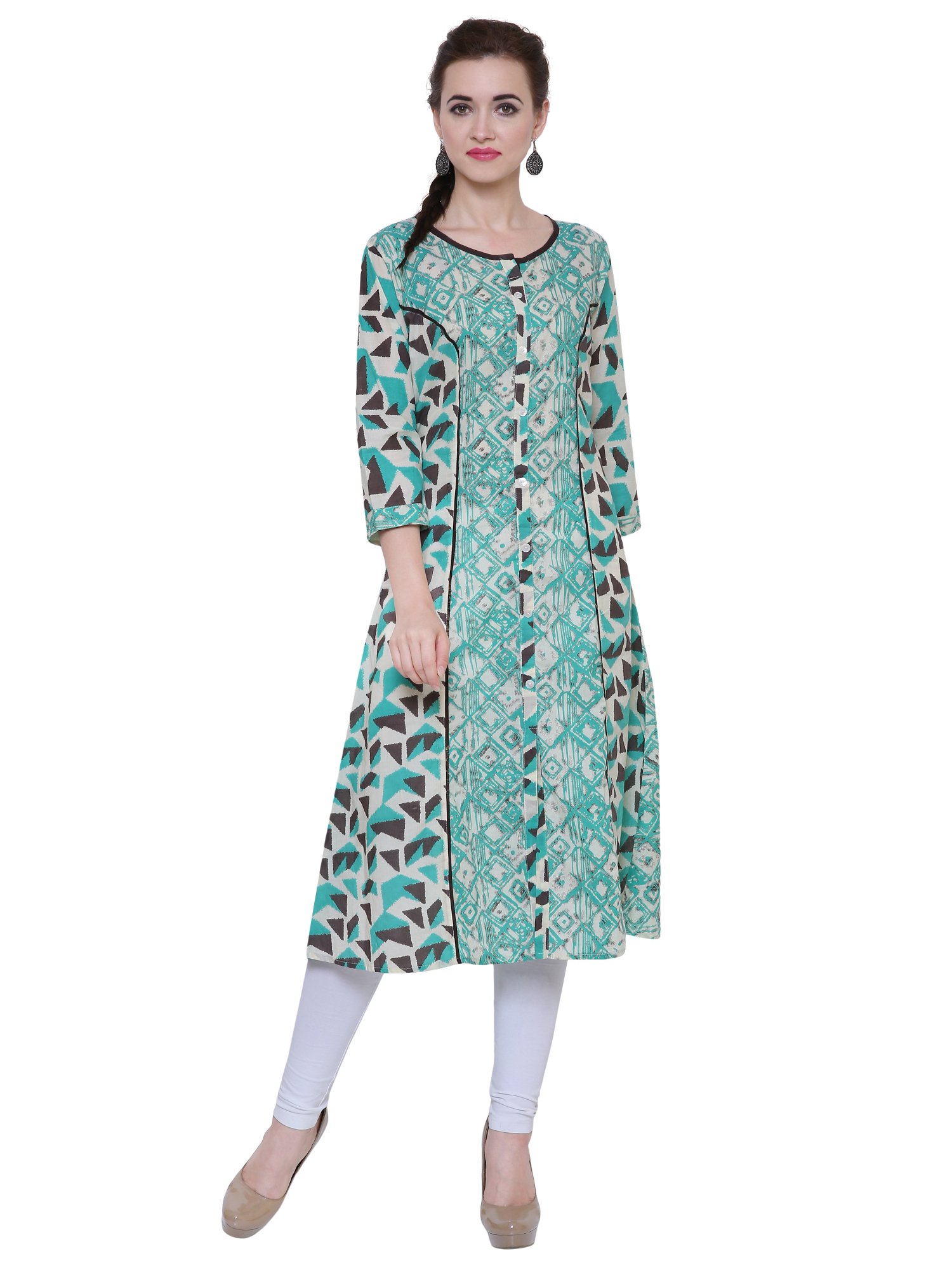 COUTURE VASTRA100% Cotton A-line Kurti (Blue)