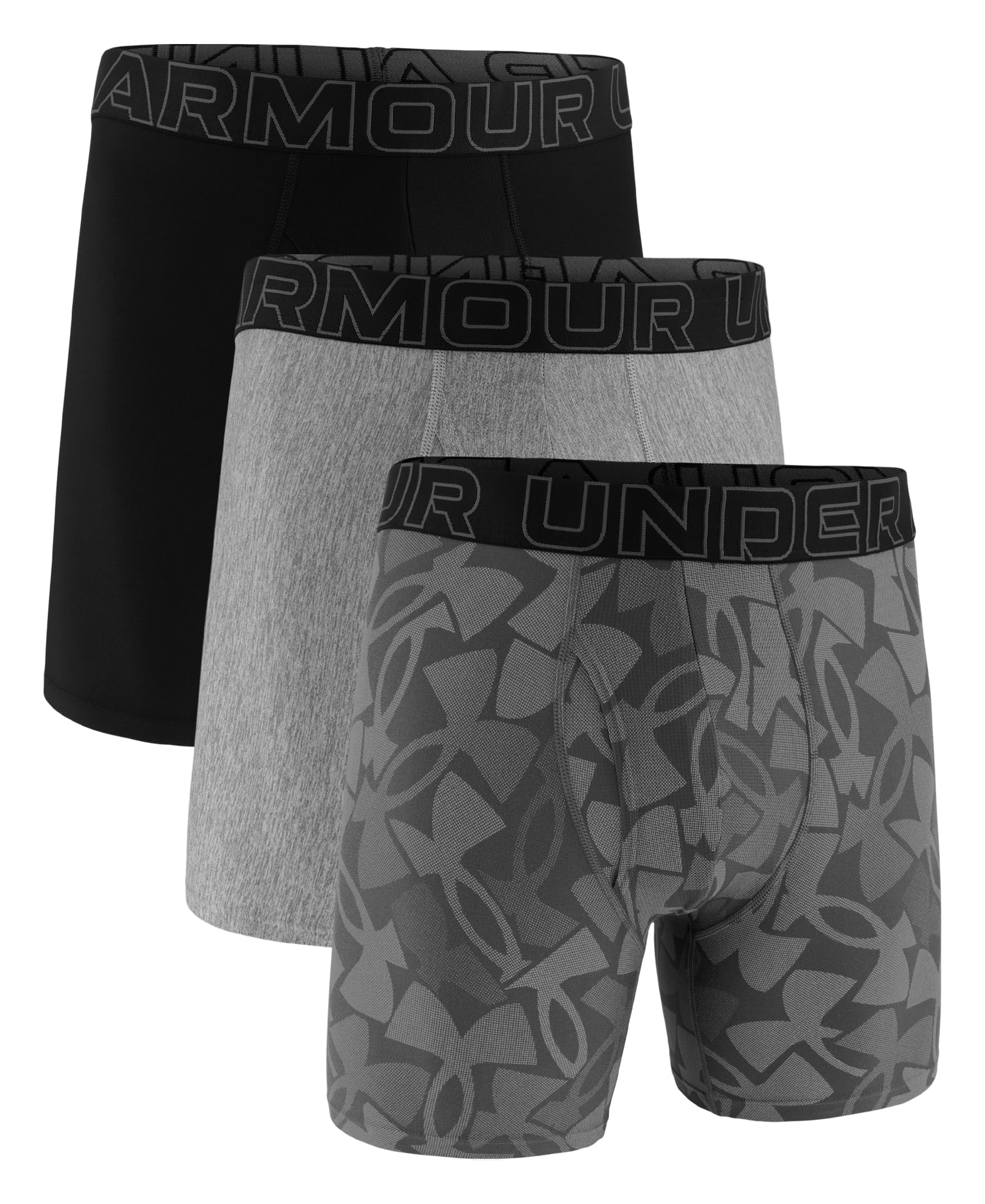 Lot de 3 Boxers Under Armour Performance Tech pour Homme - Imprimé Acier, Taille L