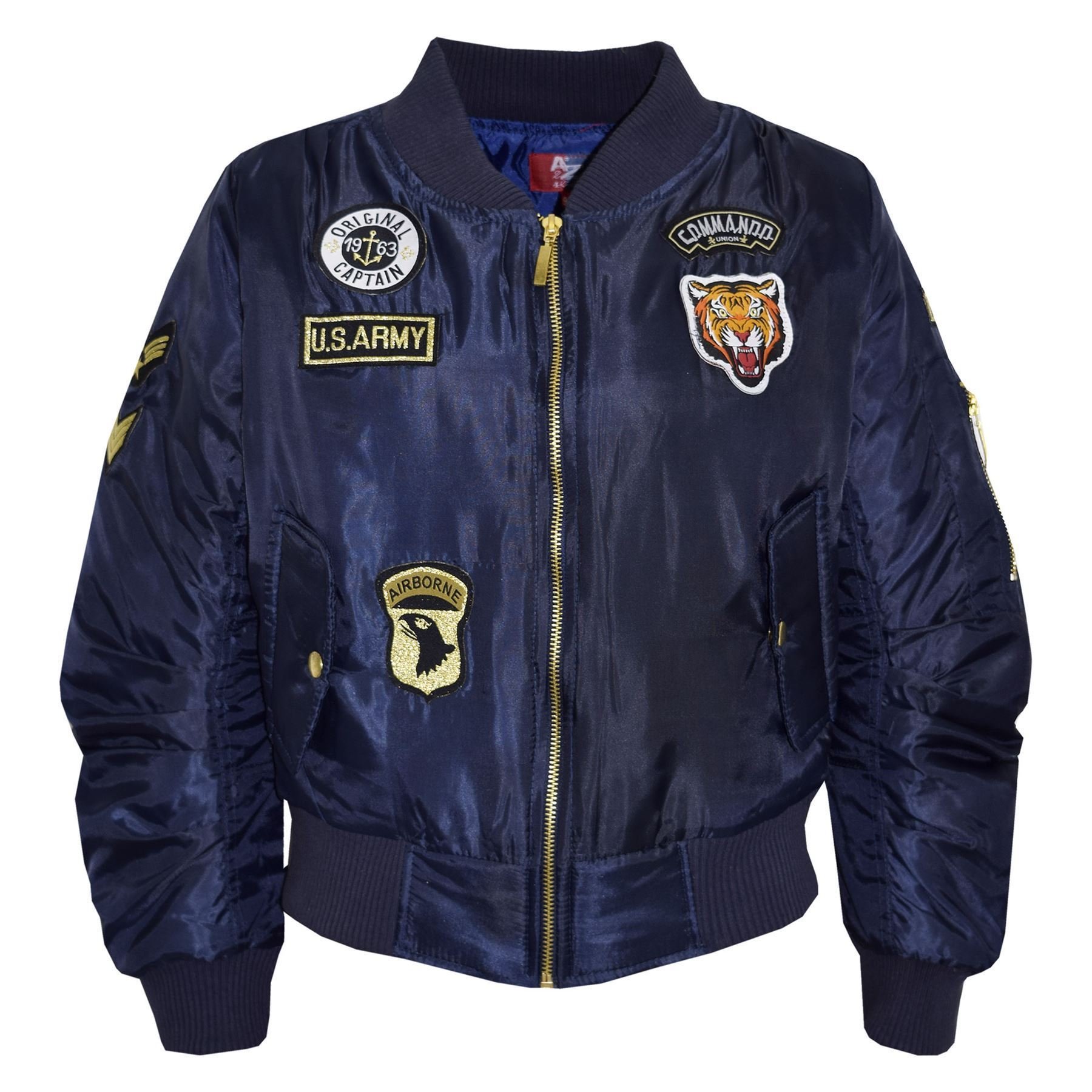 A2Z 4 Kids Dzieci Kurtka Unisex Odznaki Bombowiec Watowany Świśnięcie W Górę Biker Kurtki MA1 Kurtki Nowy Wiek 2 3 4 5 6 7 8 9 10 11 12 13 Lat