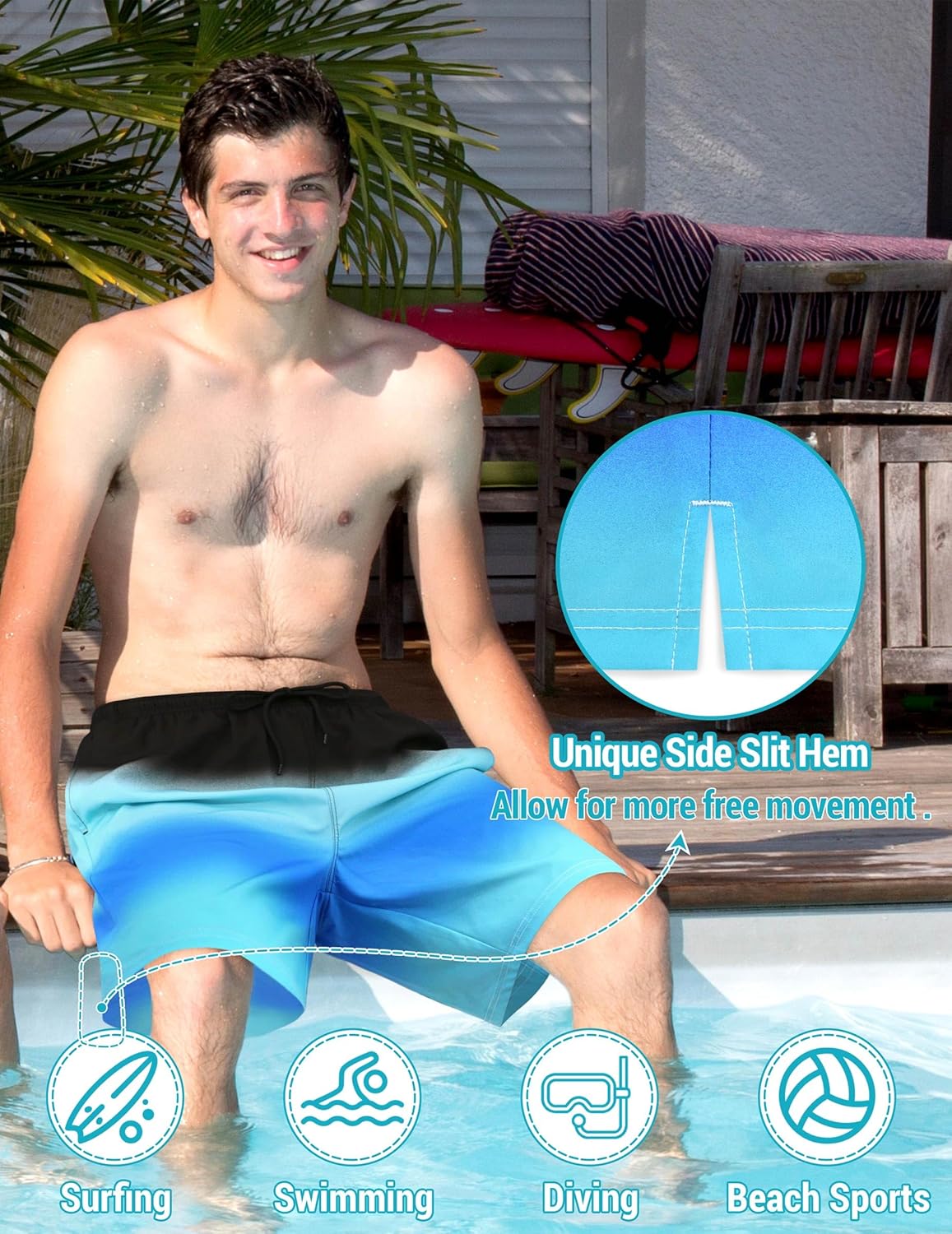 Olreco Mens Swim Trunks with Compression Liner 7" Quick Dry Mens Bathing Suit Men Swim Shorts Men Board Shorts Men's Swimwear - Image 3