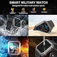 Vista 6 de Reloj inteligente para hombre, rastreador de ejercicio: relojes digitales militares para hombre, Bluetooth, responder llamadas, correr, impermeable