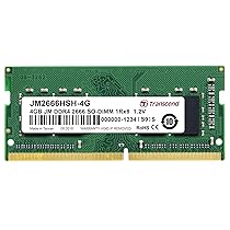 Transcend 4GB DDR4 2666 Laptop Memory, JetRam, DRAM Chips – up to 21GB/s – 1.2V, 260 pin, 1Rx8, DIMM Type – Unbuffered SO-DIMM Memory – JM2666HSH-4G