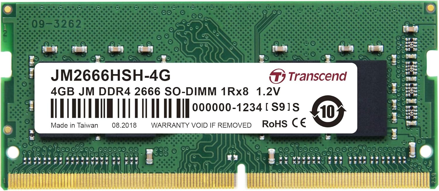 Transcend 8GB DDR4 3200MHz SO-DIMM 1Rx16 1.2V, RAM, PC4-25600, CL22, Notebook/Laptop Computer Memory - JM3200HSG-8G