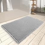 Rvolst Bath Mat Rug for Bathroom Waffle Woven Bathroom Mat Super Absorbent Machine Washable Non Slip Farmhouse Boho Bathroom Rug 46x77cm Brown