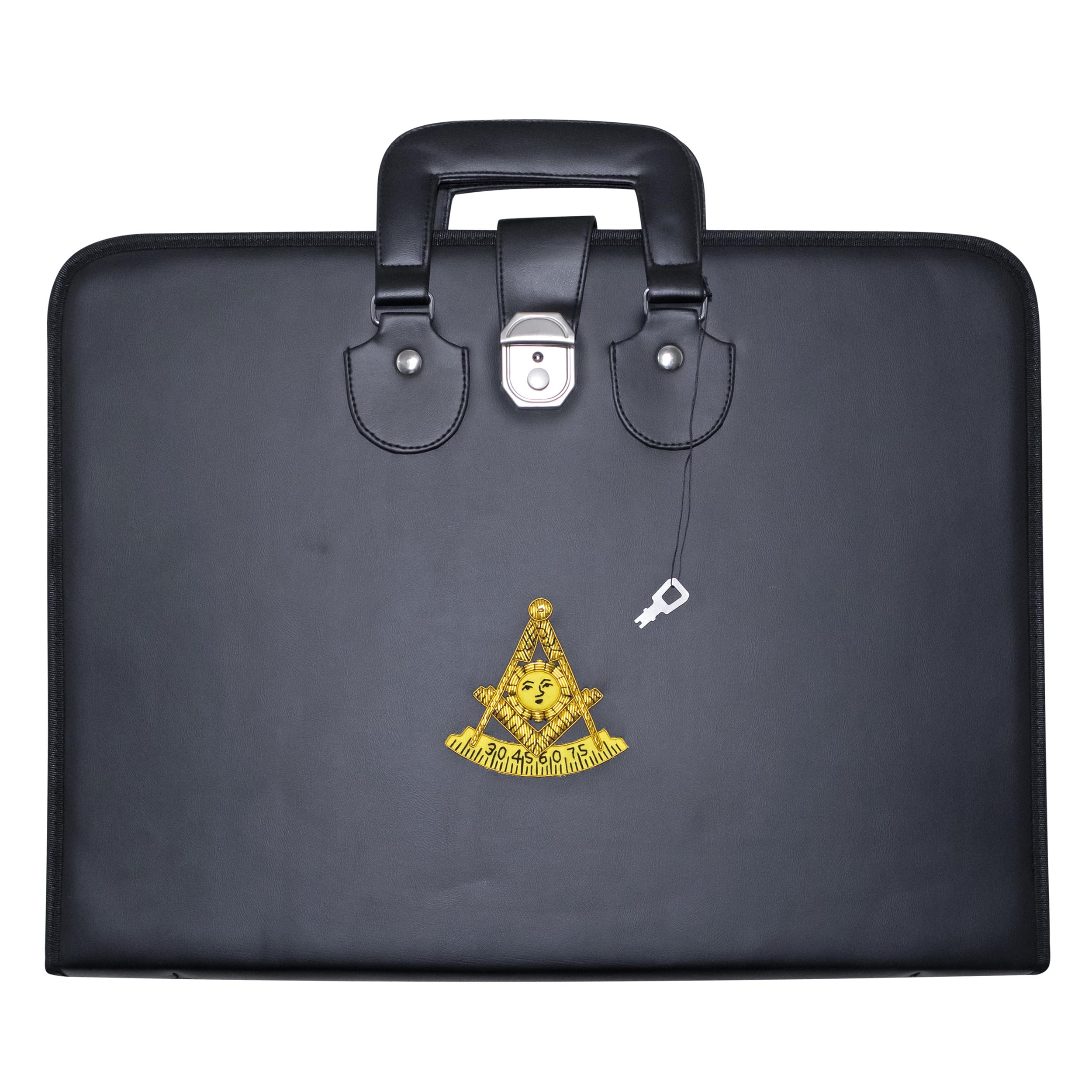 uk empire group Masonic Apron and Chain Collar Case Black with Handle, Past Master Embroidered Emblem | Art Portfolio Carrying Bag-picture-11