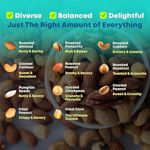 Miniatura 4 de Halabi Nueces mixtas, 16 tipos de nueces y granos, nueces mixtas de concha, recogidas a mano de primera calidad y tostadas tradicionalmente,