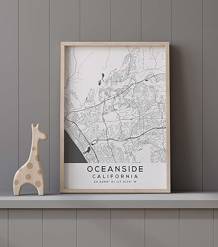 Vista 9 de Mapa de Oceanside, California, Light 2 (12x16)