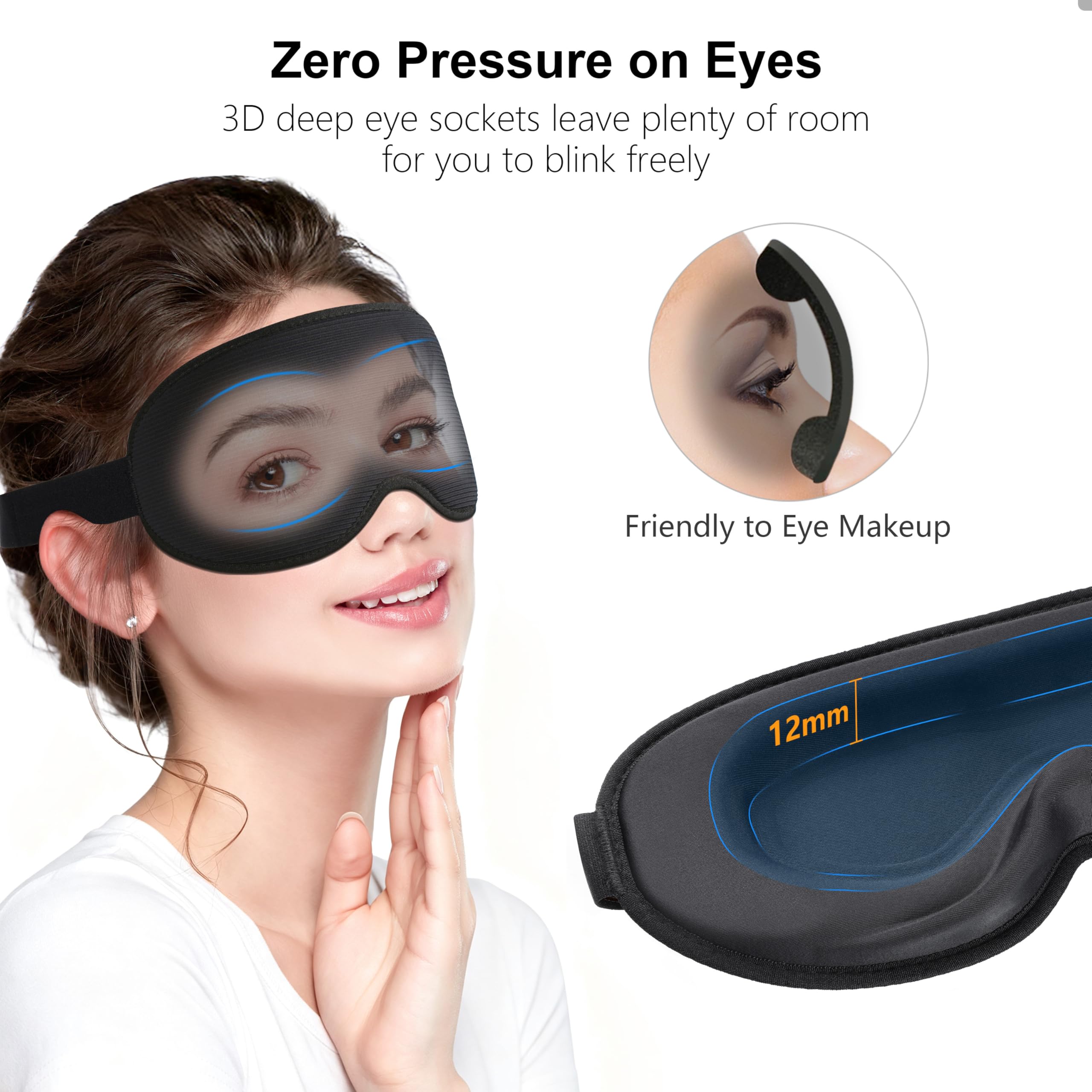 Gritin 100% Anti-Luz Antifaz para Dormir, Máscara Dormir para Mujer y Hombre, Sin Presión Ocular para Durmientes de Lado - con Correa Ajustable y Tapones, Ultrasuave y Cómodo para Dormir, Viajar