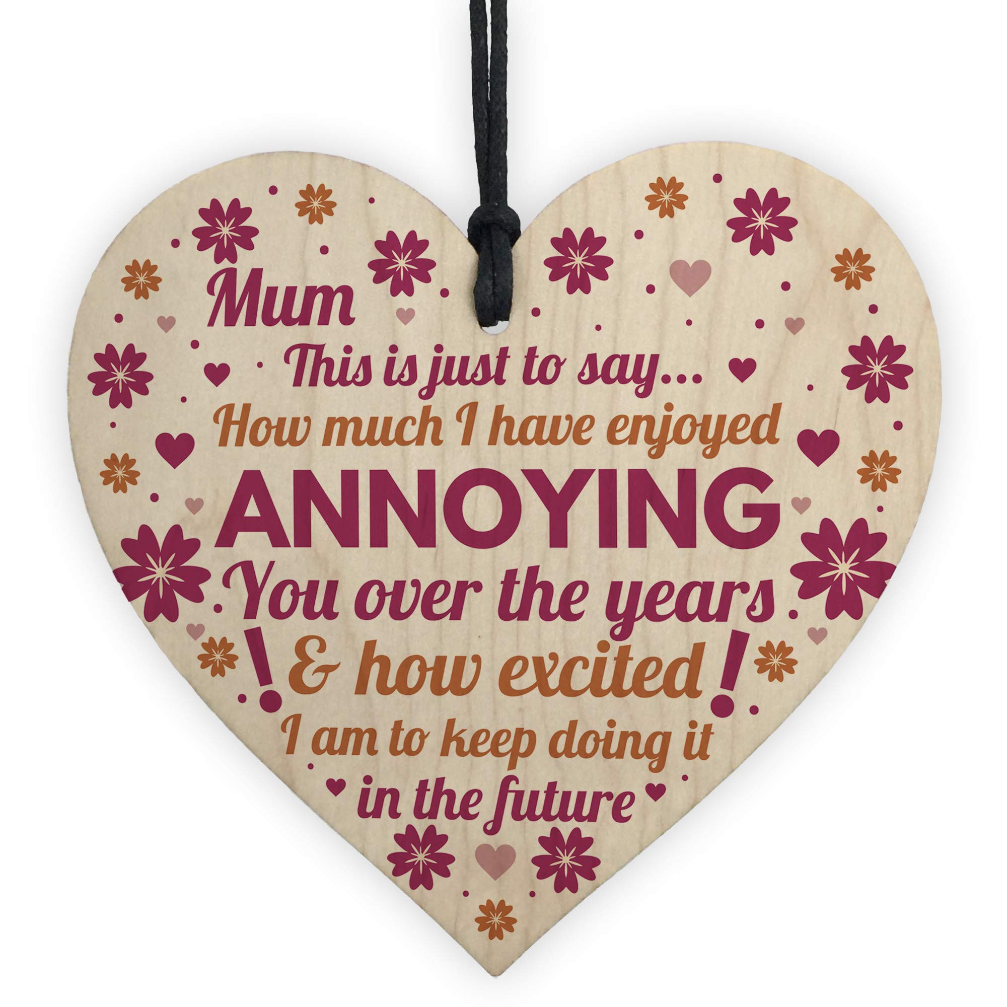 Red Ocean Funny Mum Gifts From Daughter Or Son Wooden Heart Plaque Gift For Mothers Day Or Birthday