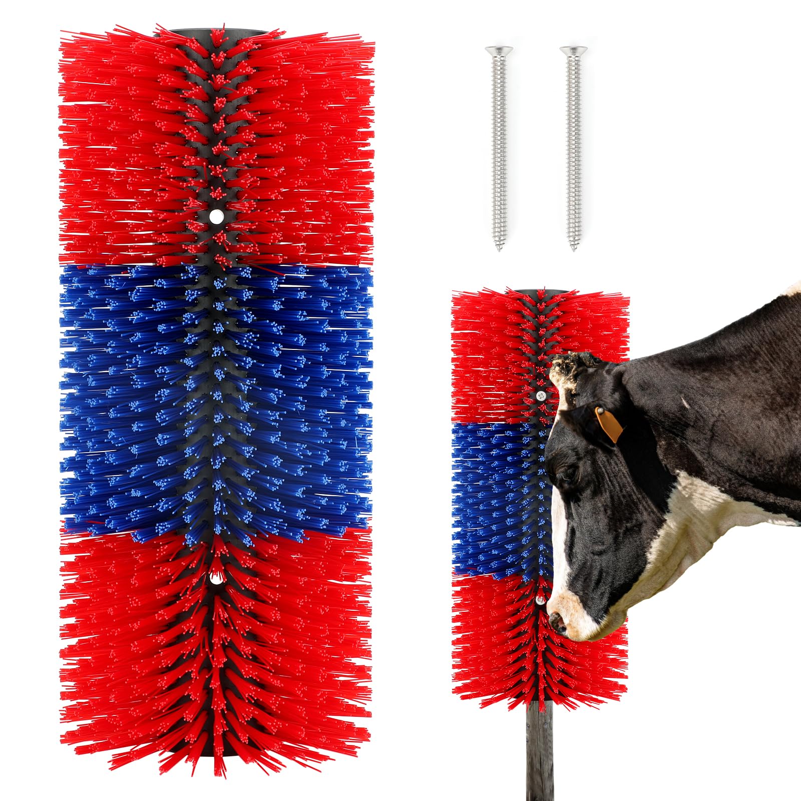 Viehkratzbürste, Rinderbürste lindert Juckreiz und Reinigungs-Massage-Bürsten-Set, Rinderbedarf geeignet für Kühe, Pferde, Schafe und Schweine mit 2 Schrauben