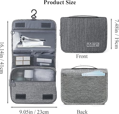 Miniatura 7 de Neceser para hombres y mujeres, bolsa de cosméticos de viaje de gran capacidad con gancho para colgar, organizador de maquillaje de viaje colgante