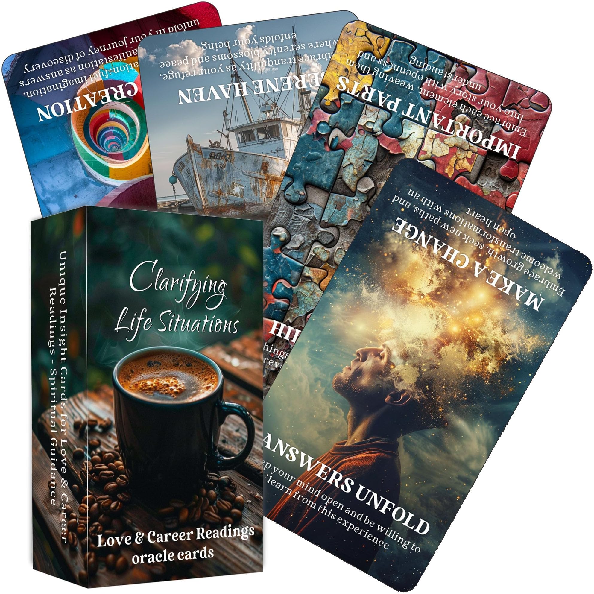 Clarifying Life Situations Oracle Cards, Love and Career Oracle Deck for Beginners, Cover All Areas in Life, Love, Spiritual Journey, and Career,Oracle Cards for Beginners