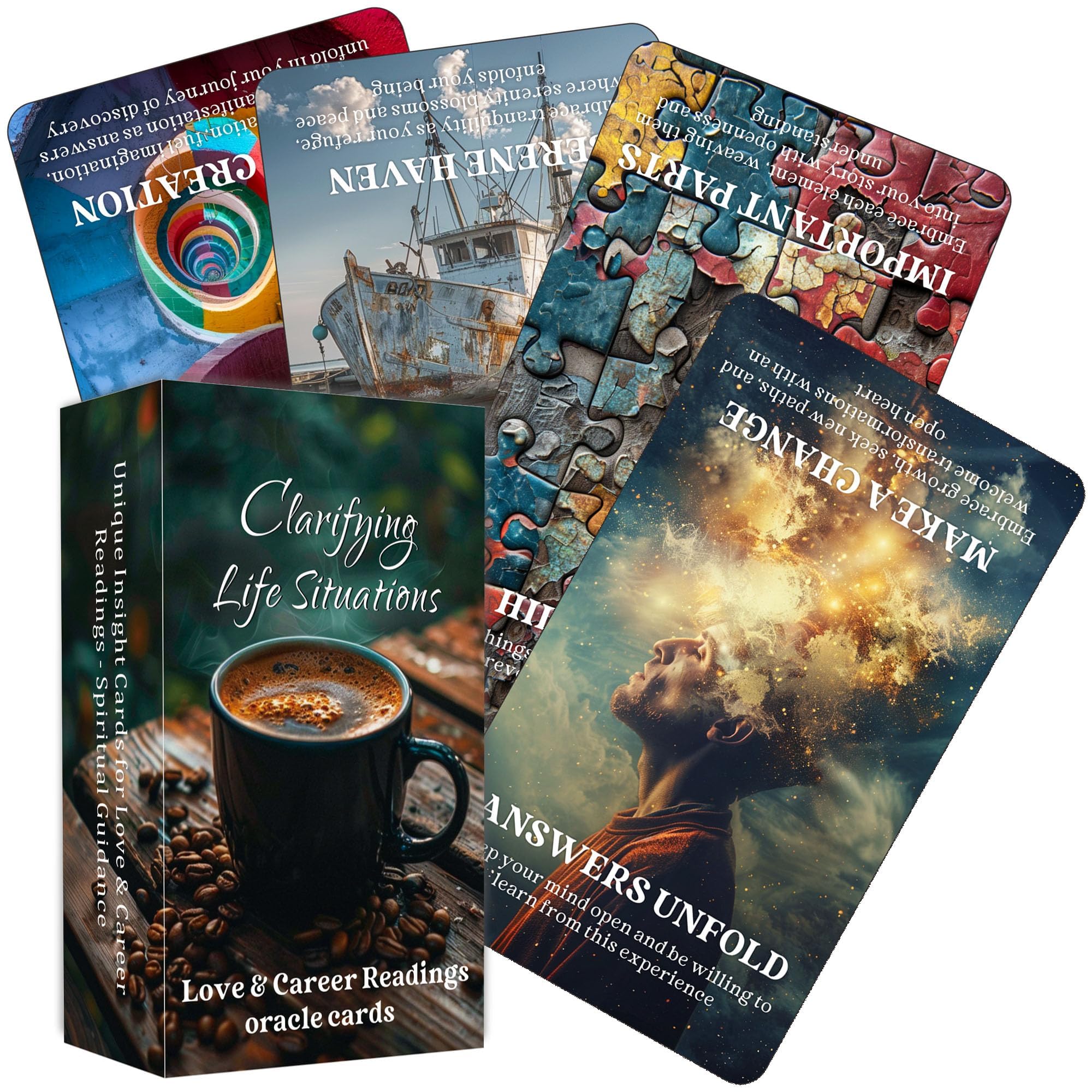 Clarifying Life Situations Oracle Cards, Love and Career Oracle Deck for Beginners, Cover All Areas in Life, Love, Spiritual Journey, and Career,Oracle Cards for Beginners